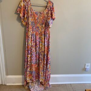 Geegee high low floral maxi dress smocked top size 3xl